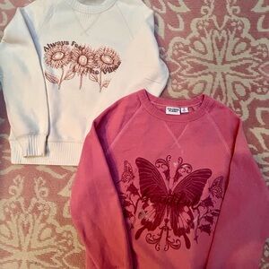 Girls' Pink and White Graphic Sweatshirts